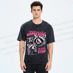 Unisex Things Are Constantly Happening Raccoon Printed Washed Tee