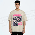 Unisex Things Are Constantly Happening Raccoon Printed Washed Tee