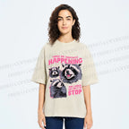 Unisex Things Are Constantly Happening Raccoon Printed Washed Tee