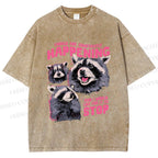 Unisex Things Are Constantly Happening Raccoon Printed Washed Tee