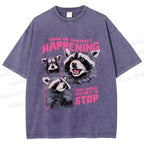 Unisex Things Are Constantly Happening Raccoon Printed Washed Tee