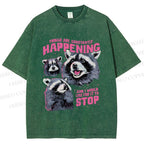 Unisex Things Are Constantly Happening Raccoon Printed Washed Tee