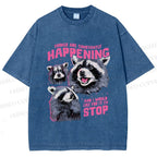Unisex Things Are Constantly Happening Raccoon Printed Washed Tee