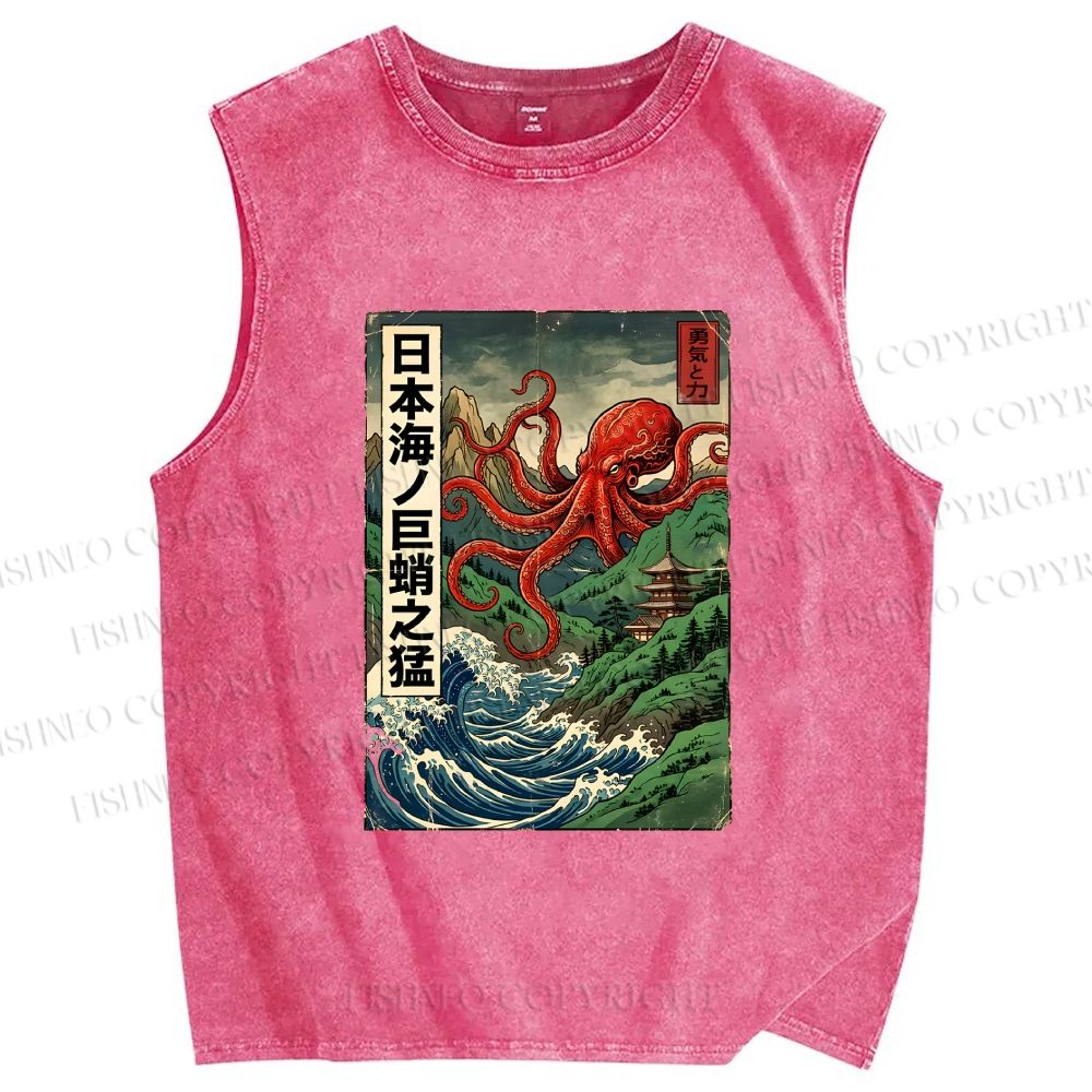 Unisex Crimson Tide Pagoda Printed Washed Tank Top