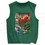 Unisex Crimson Tide Pagoda Printed Washed Tank Top