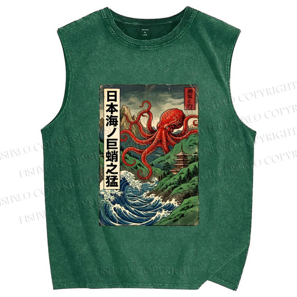 Unisex Crimson Tide Pagoda Printed Washed Tank Top