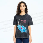 Unisex Blue Rhinoceros Printed Washed Tee