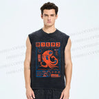 Unisex The Drunken Octopus Printed Washed Tank Top