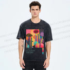 Unisex Yayoi Kusama Mushroom Wood Printed Washed Tee