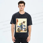 Unisex Modern Ukiyo-e Printed Washed Tee