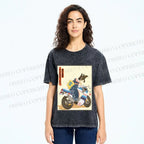 Unisex Modern Ukiyo-e Printed Washed Tee