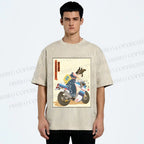 Unisex Modern Ukiyo-e Printed Washed Tee