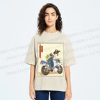 Unisex Modern Ukiyo-e Printed Washed Tee