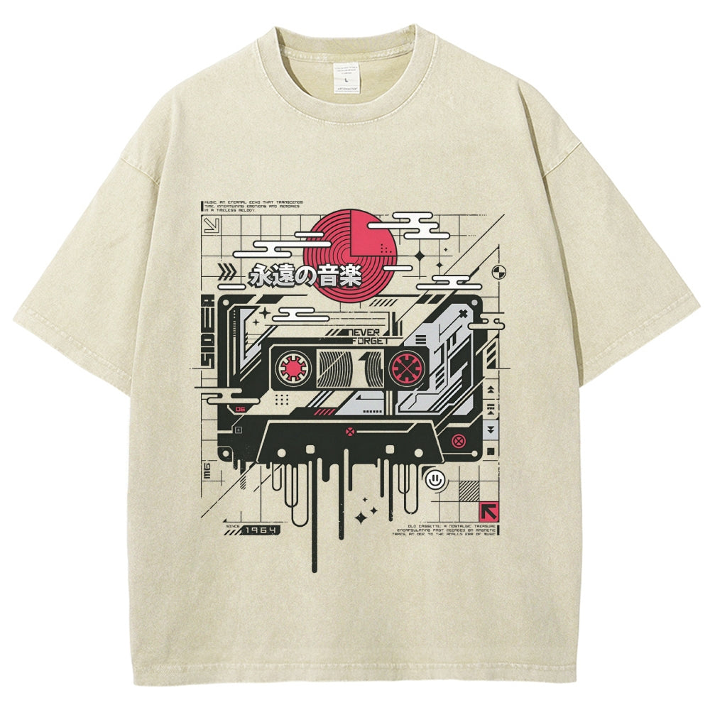 Retro Cassette Vintage Washed T-shirt