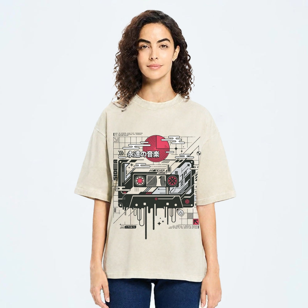 Retro Cassette Vintage Washed T-shirt