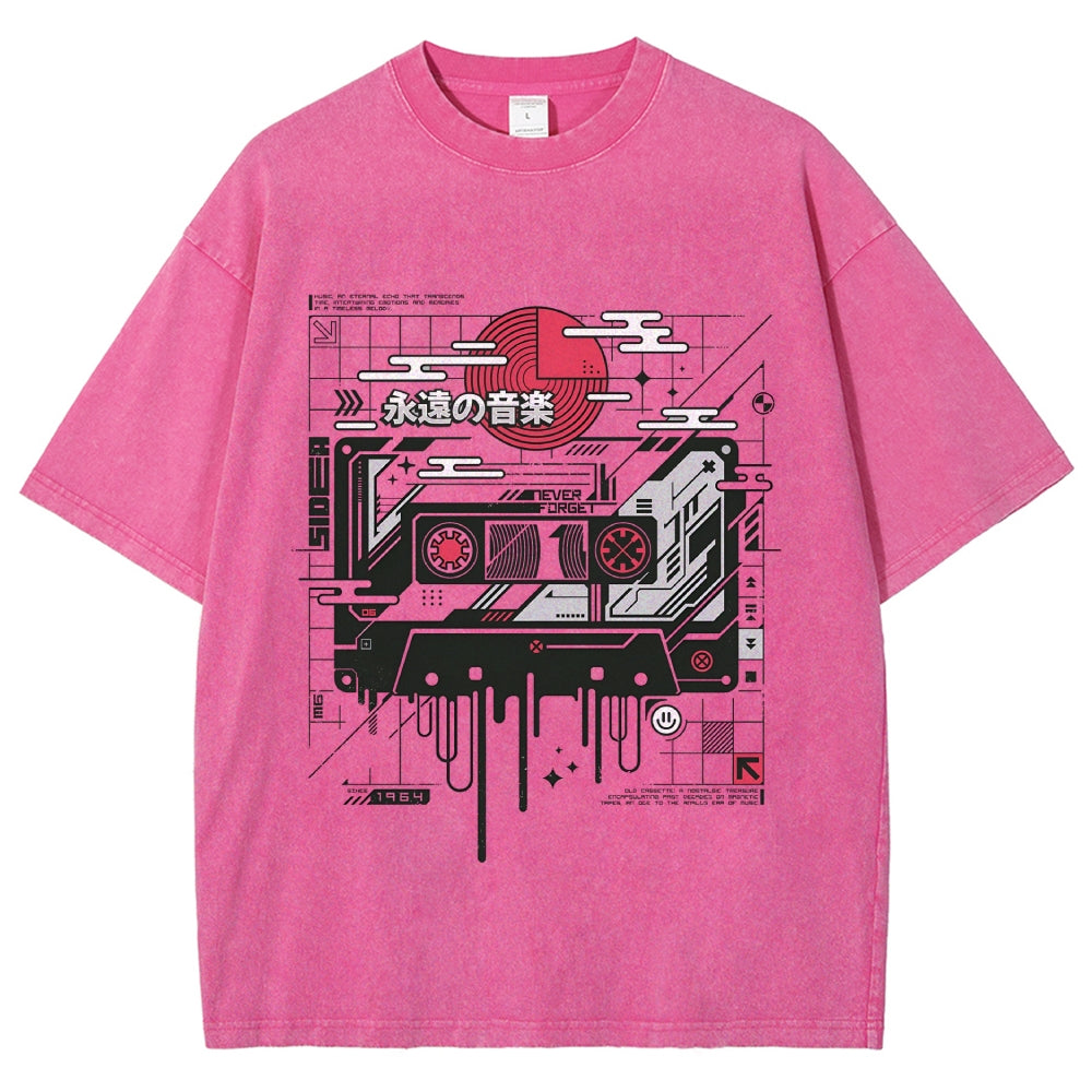 Retro Cassette Vintage Washed T-shirt