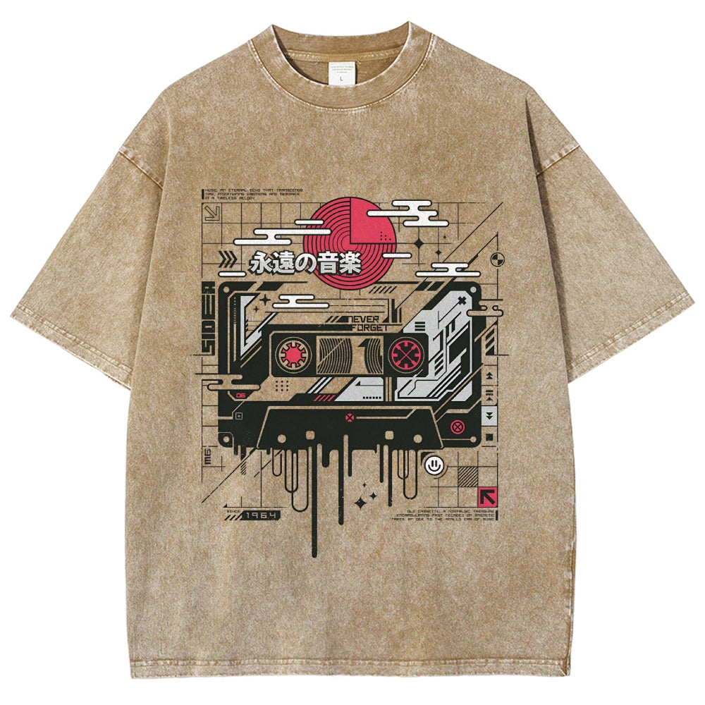 Retro Cassette Vintage Washed T-shirt