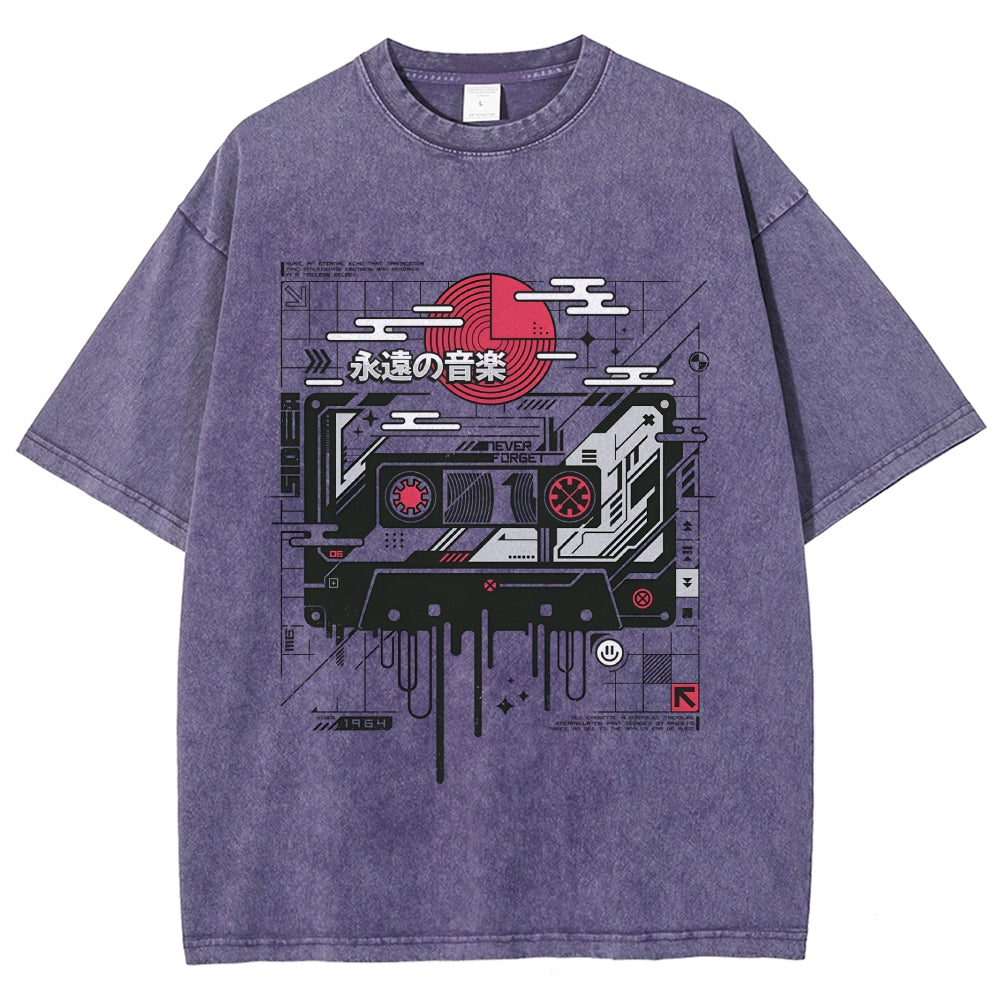 Retro Cassette Vintage Washed T-shirt