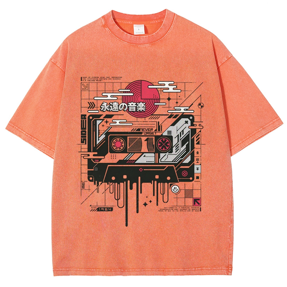 Retro Cassette Vintage Washed T-shirt