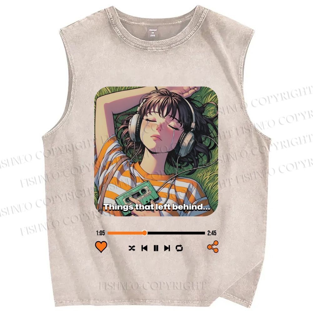 Unisex Lost Melody Printed Washed Tank Top