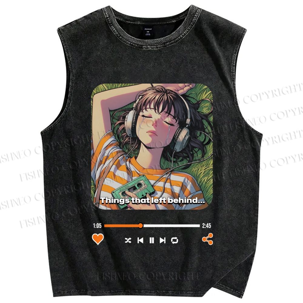 Unisex Lost Melody Printed Washed Tank Top