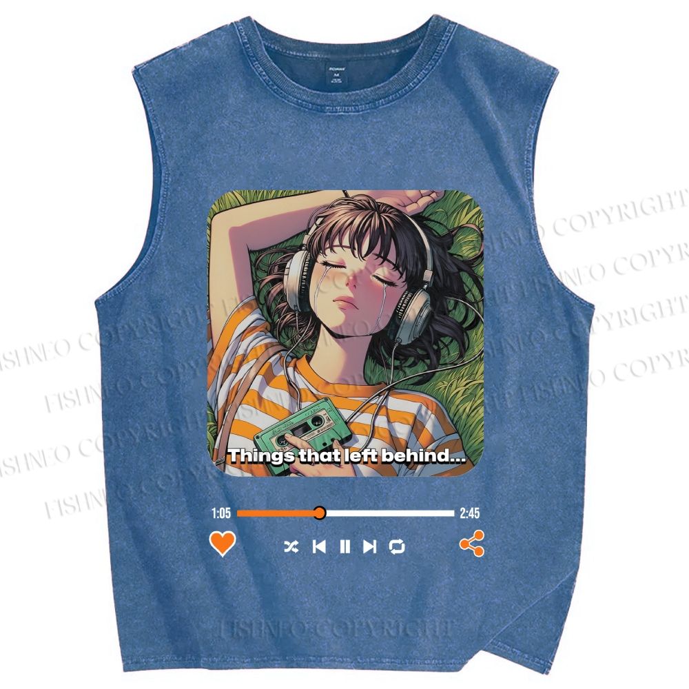 Unisex Lost Melody Printed Washed Tank Top