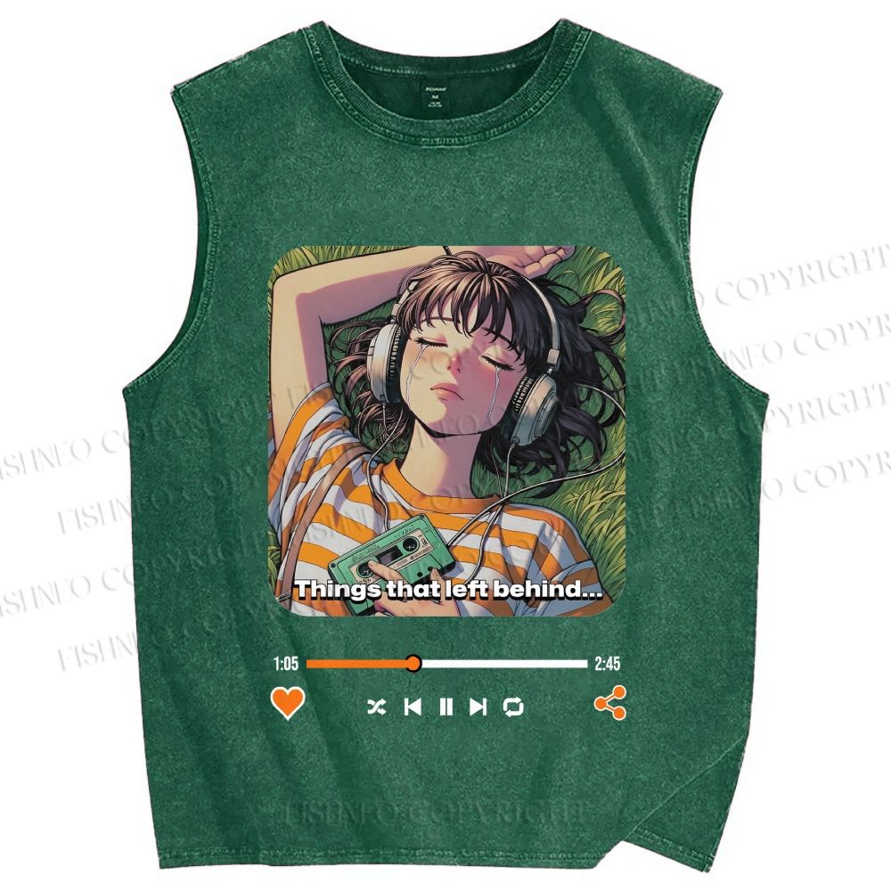 Unisex Lost Melody Printed Washed Tank Top
