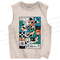 Unisex Koi Pond Mood Printed Washed Tank Top