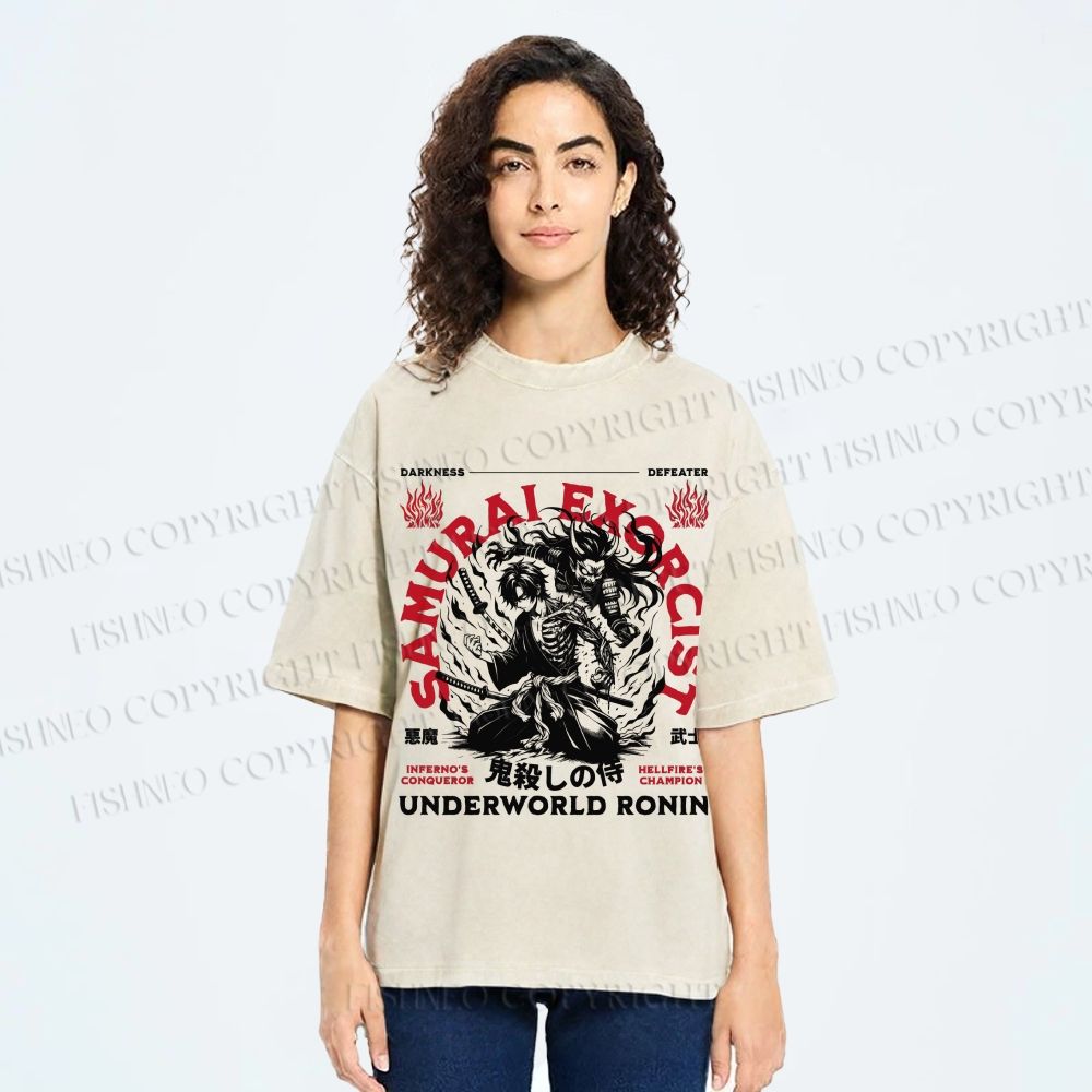 Unisex Ronin Exorcist Printed Washed Tee