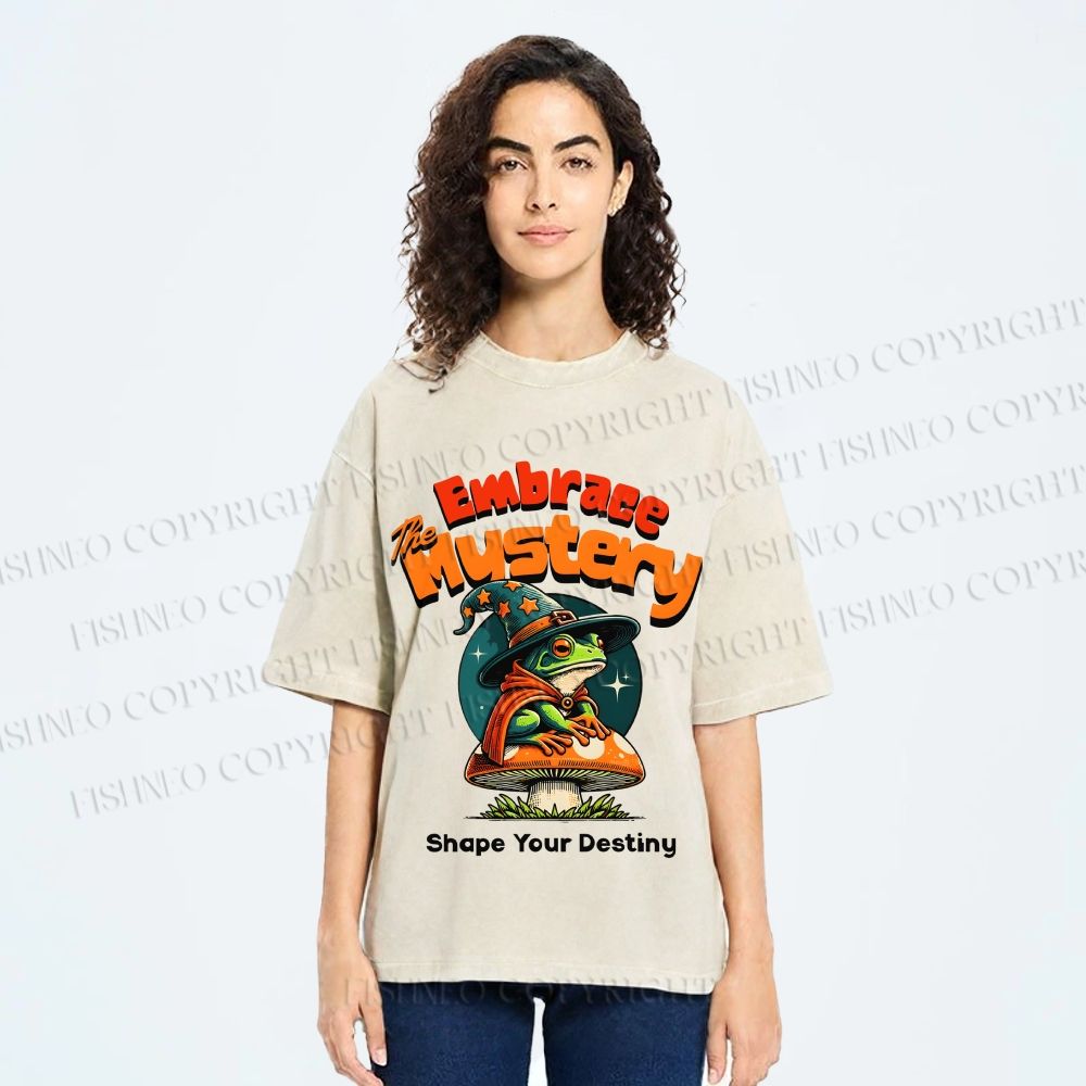 Unisex Wizard Frog Printed Washed Tee