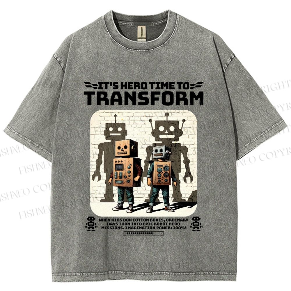 Unisex Box Robot Dream Printed Washed Tee