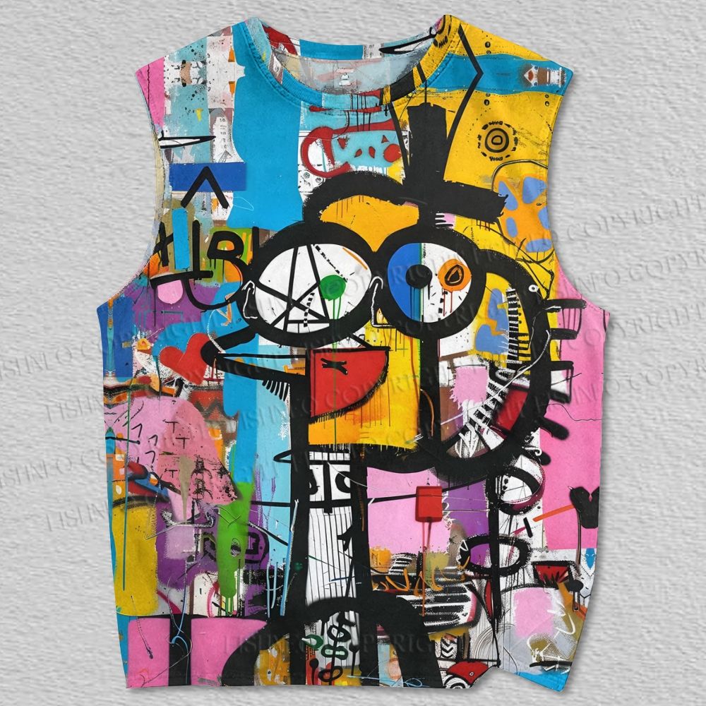 Unisex Abstract Graffiti Printed Tank Top