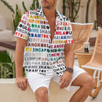 Colorful English-Language Printed Hawaiian Shirt
