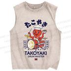 Unisex Takoyaki Drum Master Printed Washed Tank Top