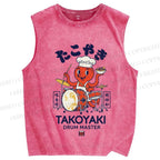 Unisex Takoyaki Drum Master Printed Washed Tank Top