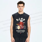 Unisex Takoyaki Drum Master Printed Washed Tank Top