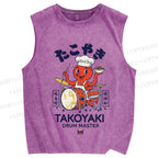 Unisex Takoyaki Drum Master Printed Washed Tank Top