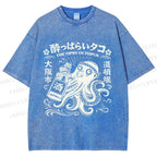 Unisex The Tipsy Octopus Printed Washed Tee