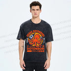 Unisex Osaka Dotonbori Octopus Printed Washed Tee