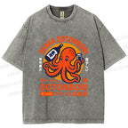 Unisex Osaka Dotonbori Octopus Printed Washed Tee