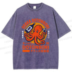 Unisex Osaka Dotonbori Octopus Printed Washed Tee