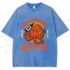 Unisex Osaka Dotonbori Octopus Printed Washed Tee