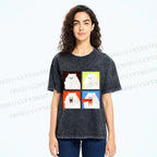 Unisex House Cat 4-panel Art Printed Washed Tee