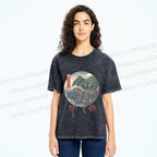 Unisex Cthulhu Ukiyo-e Printed Washed Tee