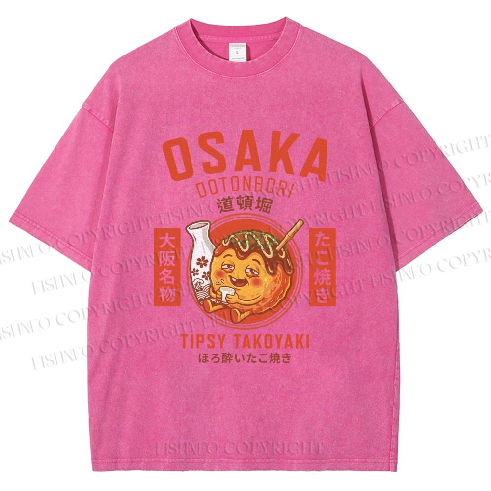 Unisex Osaka Tipsy Takoyaki Printed Washed Tee