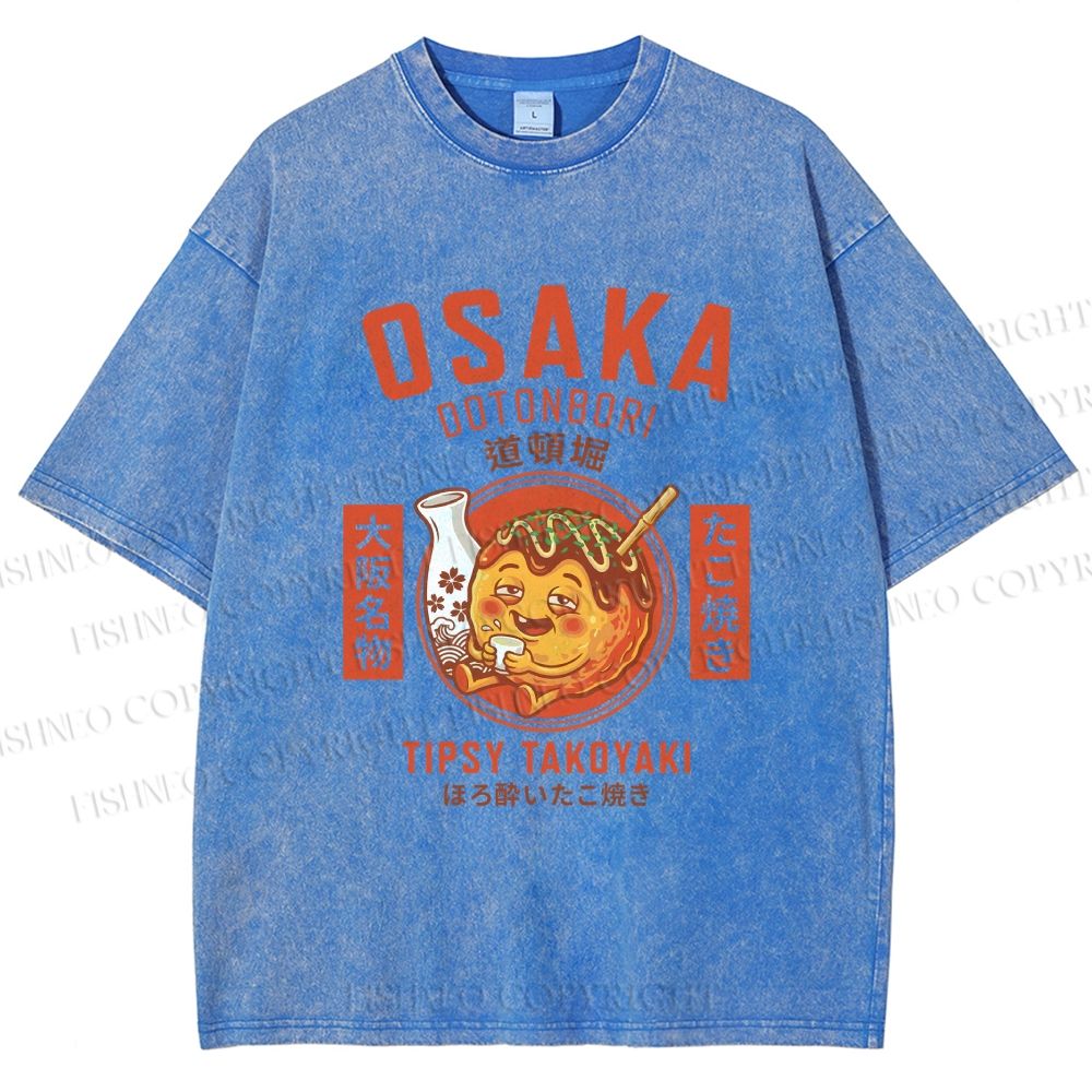 Unisex Osaka Tipsy Takoyaki Printed Washed Tee