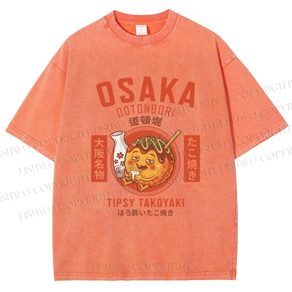 Unisex Osaka Tipsy Takoyaki Printed Washed Tee