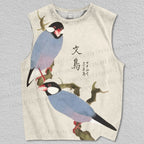 Unisex Vintage Birds Printed Tank Top
