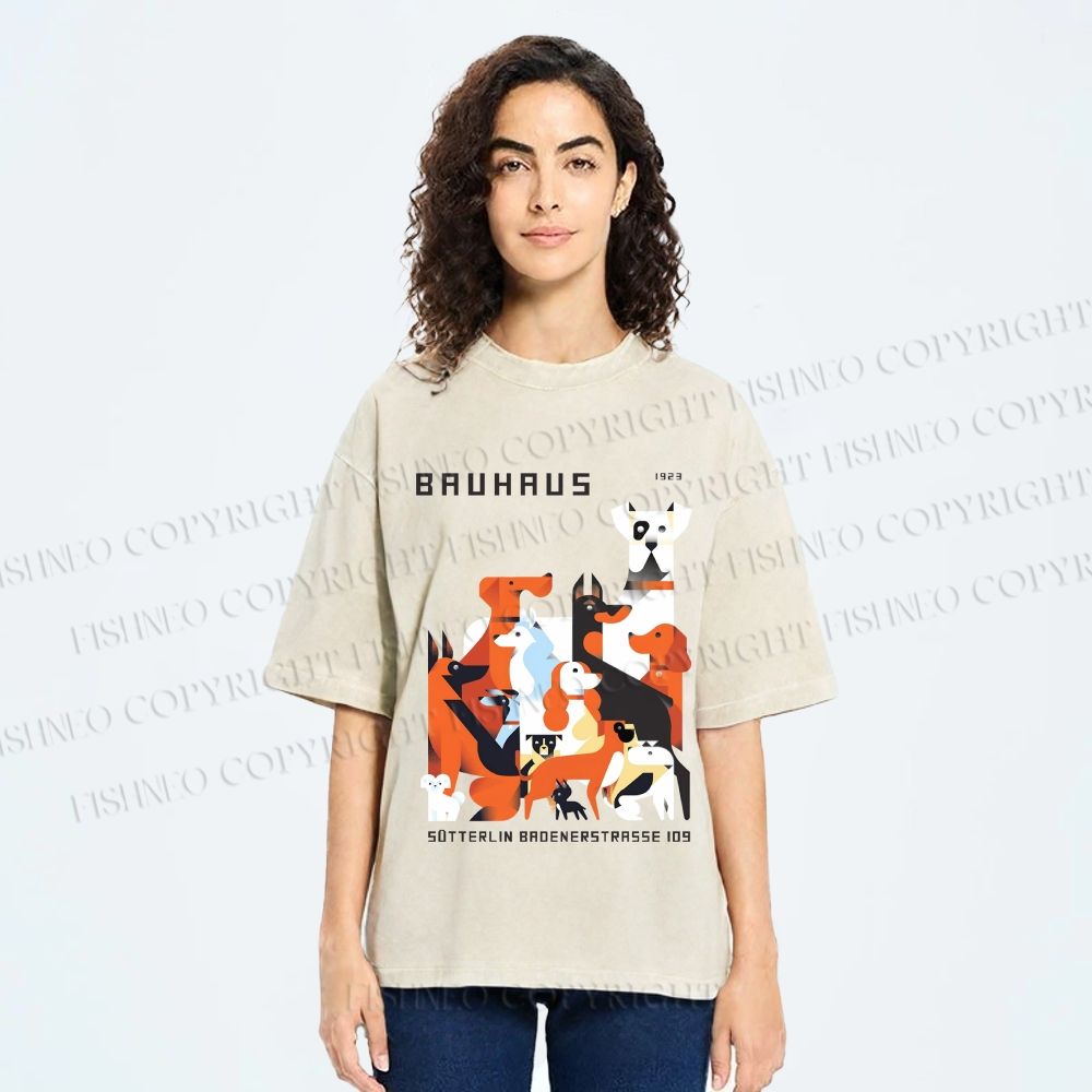 Unisex Bauhaus Dogs Printed Washed Tee