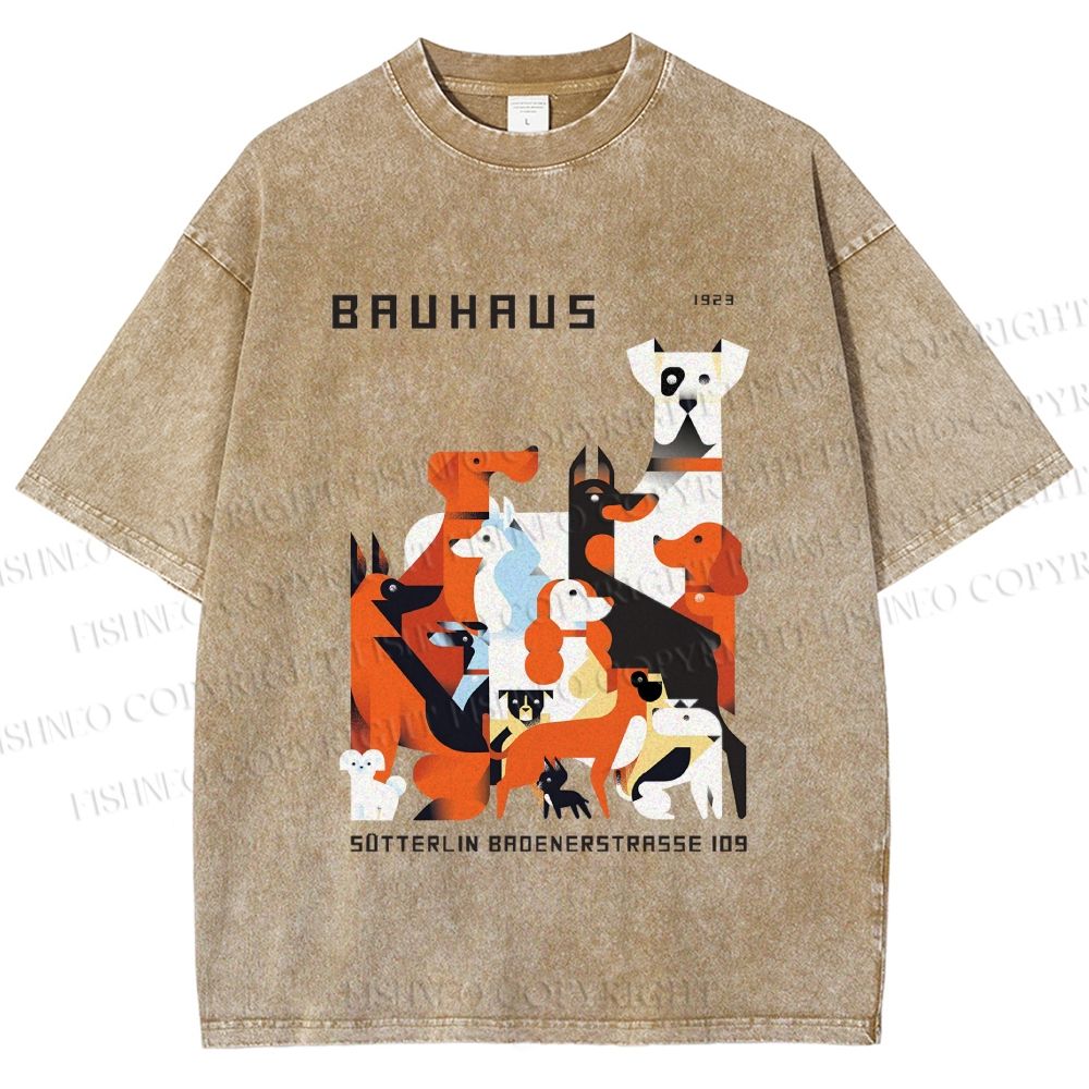 Unisex Bauhaus Dogs Printed Washed Tee